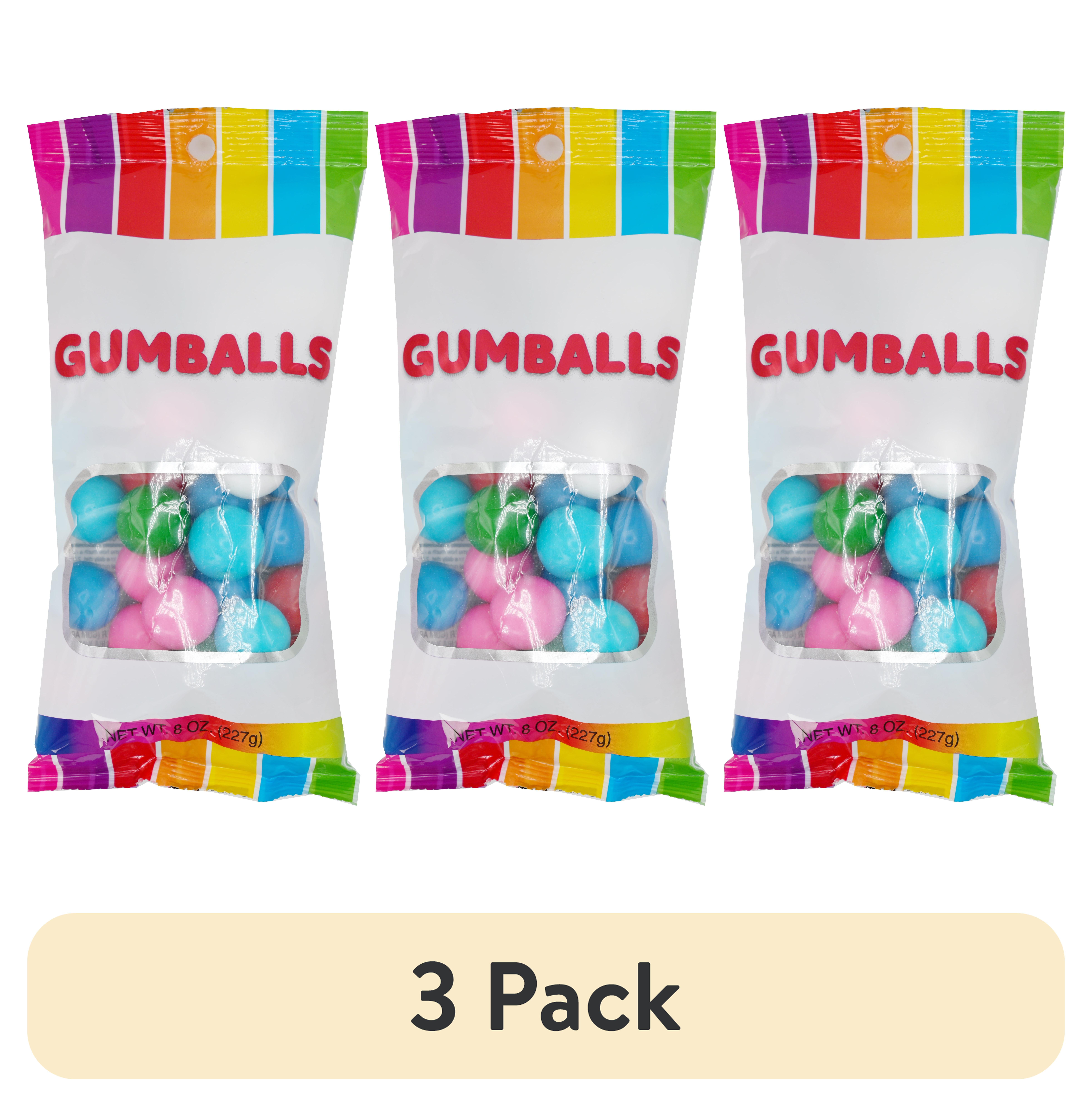 (3 pack) Hilco Rainbow Tutti Frutti Gumballs, 8 oz Regular Size, Chewing Gum
