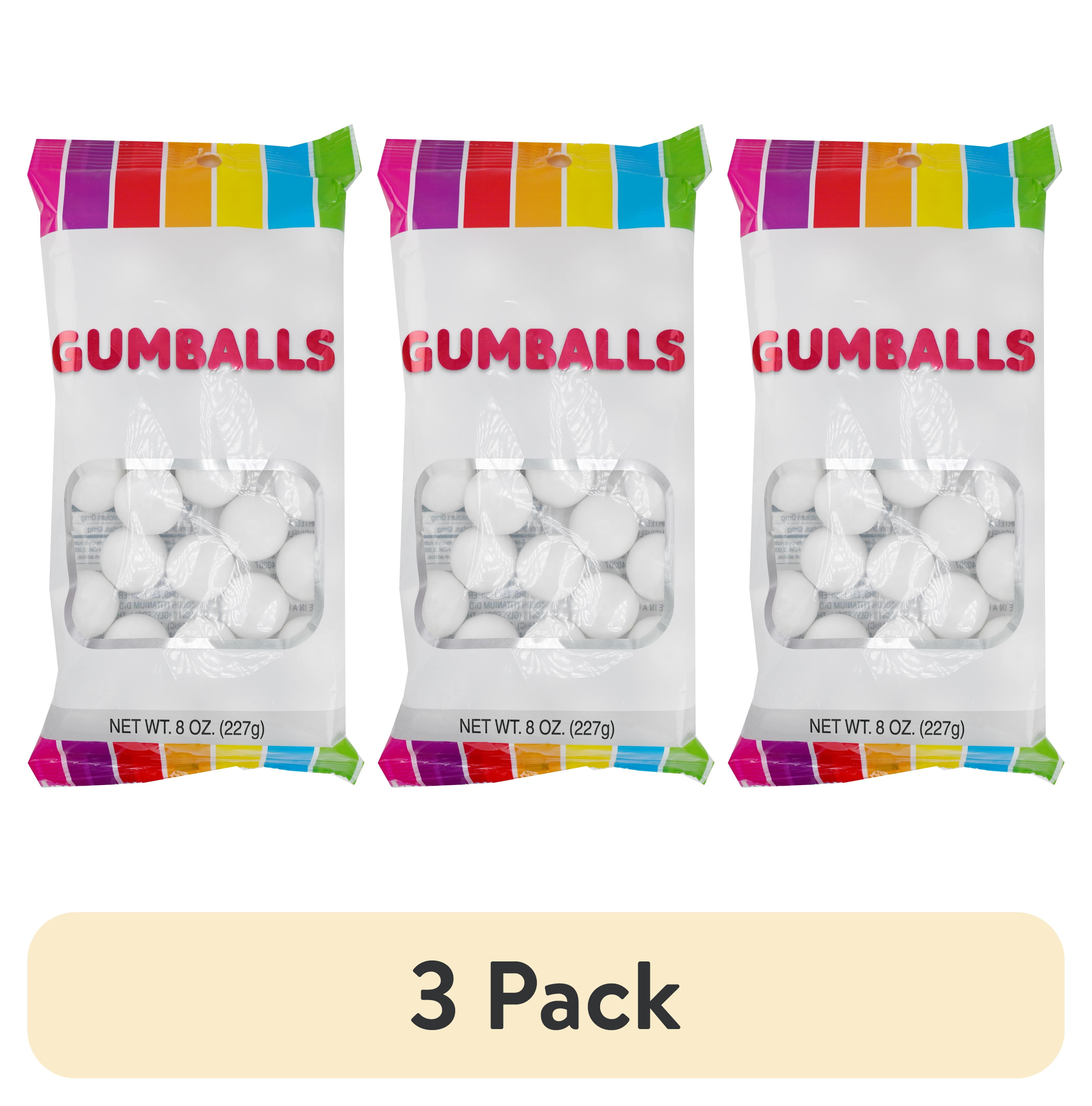 (3 pack) Hilco White Tutti Frutti Gumballs, 8 oz Regular Size Chewing Gum