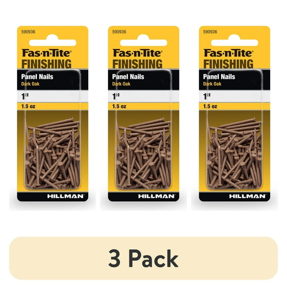 (3 pack) Fas-n-tite Panel Nails, 1", Steel, Painted Finish, Dark Oak, Interior Finishing Nails