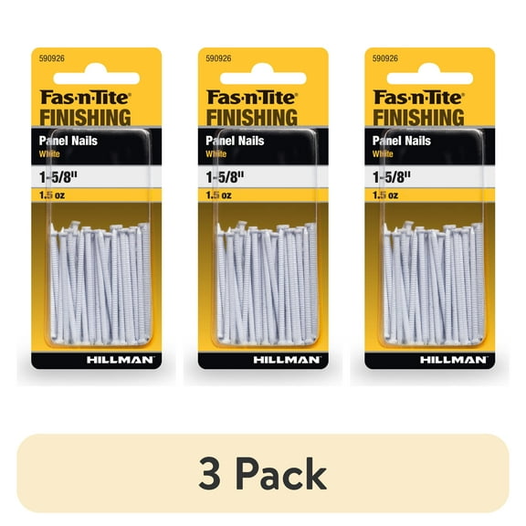 (3 pack) Fas-n-tite Panel Nails, 1-5/8", Steel, Painted Finish, White, Interior Finishing Nails