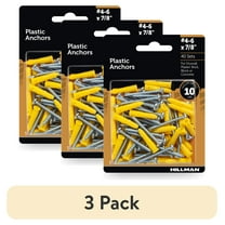 (3 pack) Hillman Multi-Material Ribbed Anchor Screws, #4-6 x 7/8", Plastic and Steel, 10 lbs, Yellow, 40 sets
