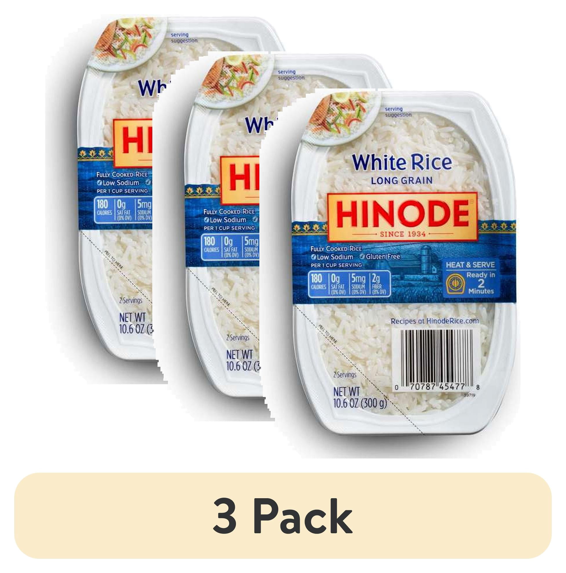 (3 pack) Hinode Microwaveable Long Grain White Rice, 10.6 oz Tray