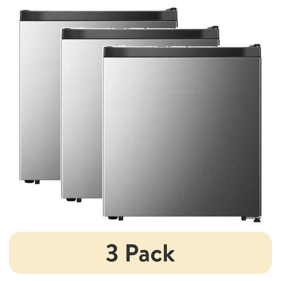 (3 pack) Hisense 1.6 Cu Ft Single Door Mini Fridge, Silver, Energy Star, 1 Year Warranty, WMS017M6XVE New