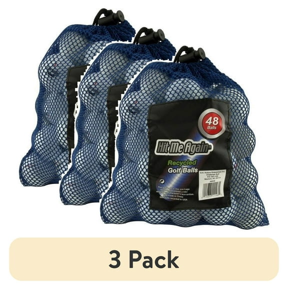 (3 pack) Hit Me Again Recycled Golf Balls, Assorted Colors, 48 Pack, ionomer
