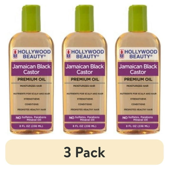(3 pack) Hollywood Beauty Jamaican Black Castor Oil for Hair, Scalp, and Skin, 2 fl oz, Moisturizing, All Hair Types