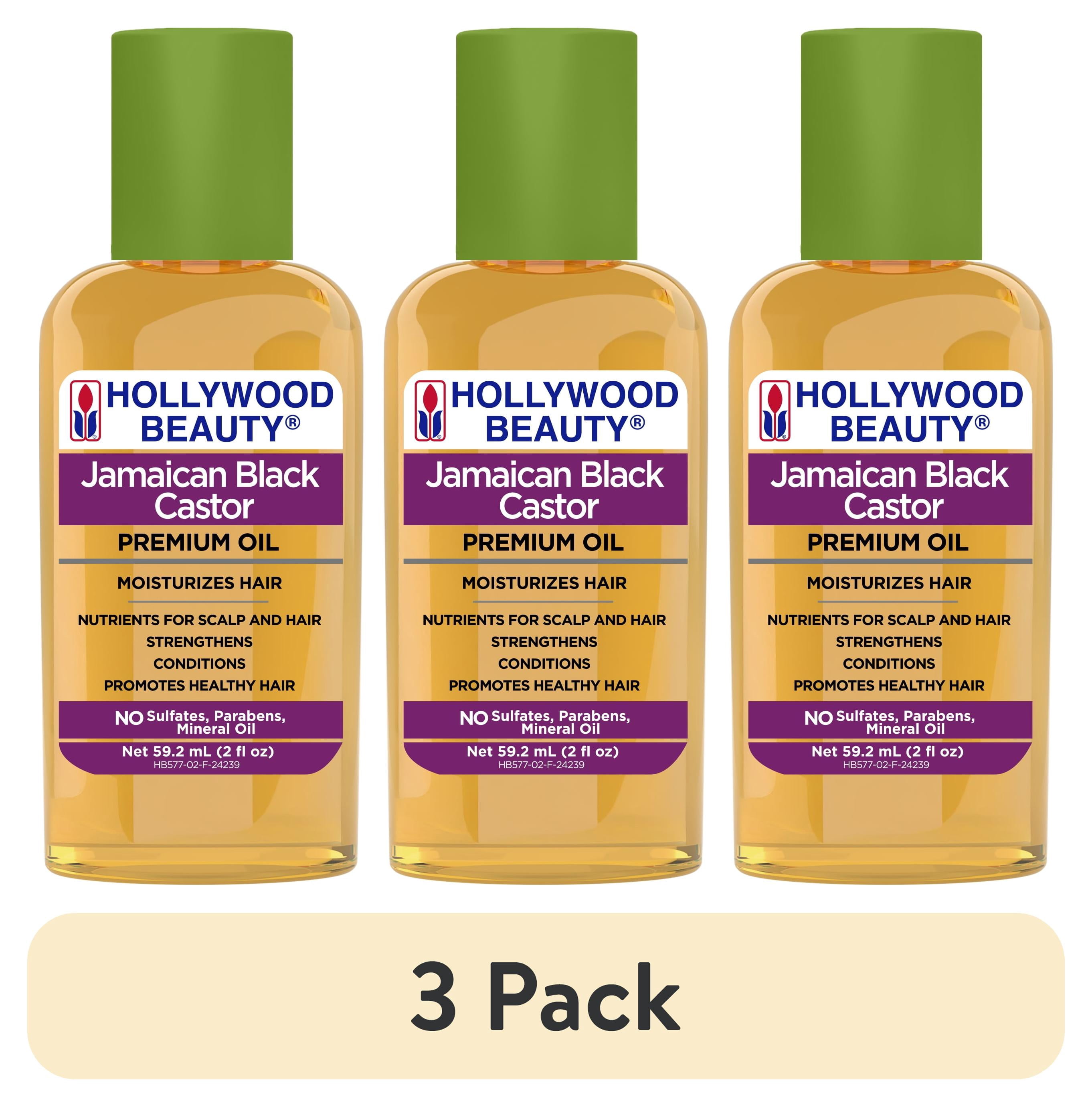 (3 pack) Hollywood Beauty Jamaican Black Castor Oil for Hair, Scalp, and Skin, 2 fl oz, Moisturizing, All Hair Types