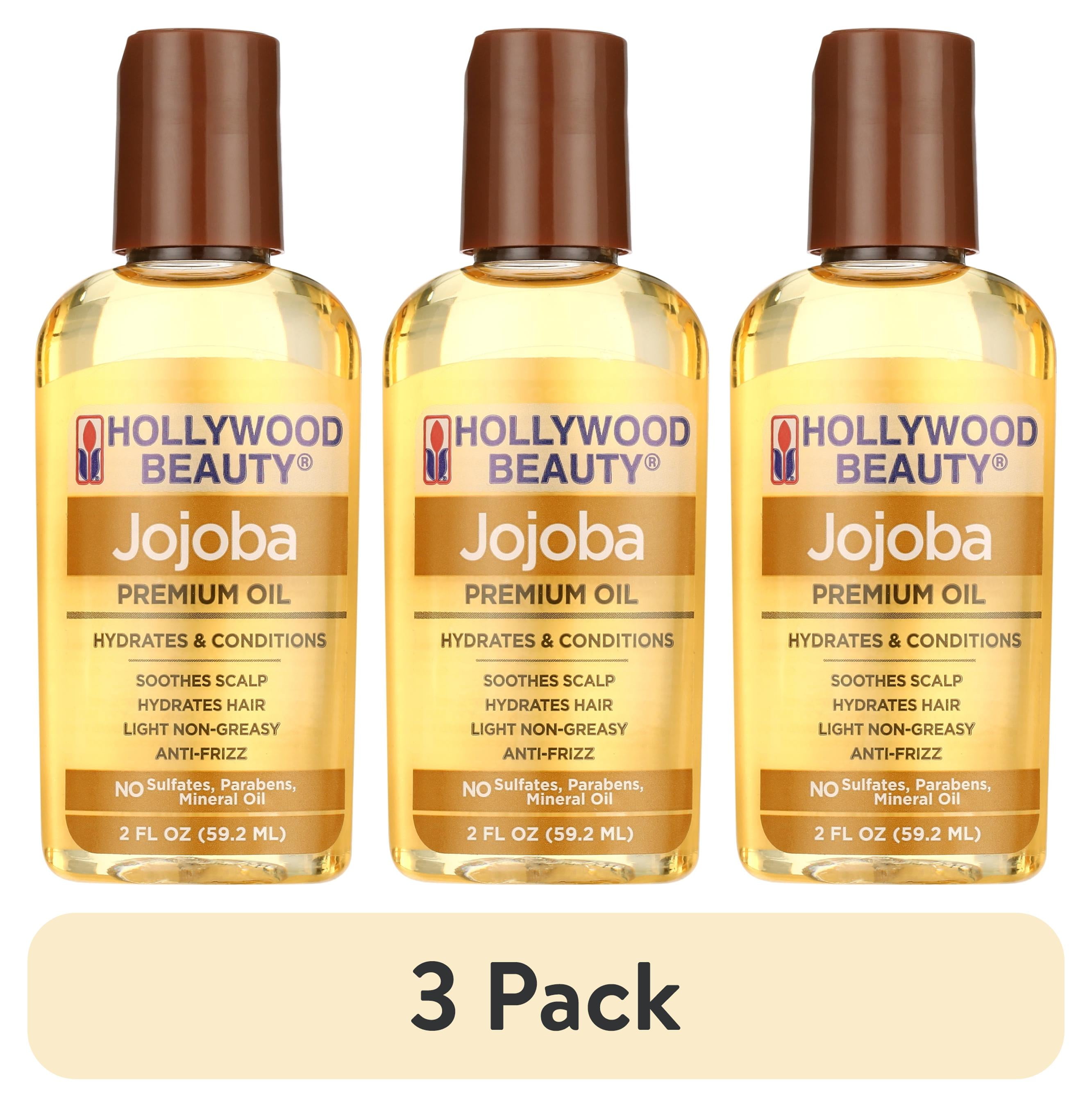 (3 pack) Hollywood Beauty Jojoba Oil for Hair, Scalp, and Skin, 2 fl oz, Smoothing & Straightening all Hair Types