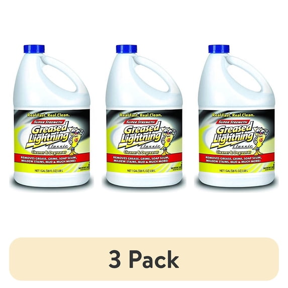 (3 pack) Greased Lightning Super Strength Cleaner and Degreaser Classic Multi-Surface Cleaning Solution 1 Gallon (128 fl oz)