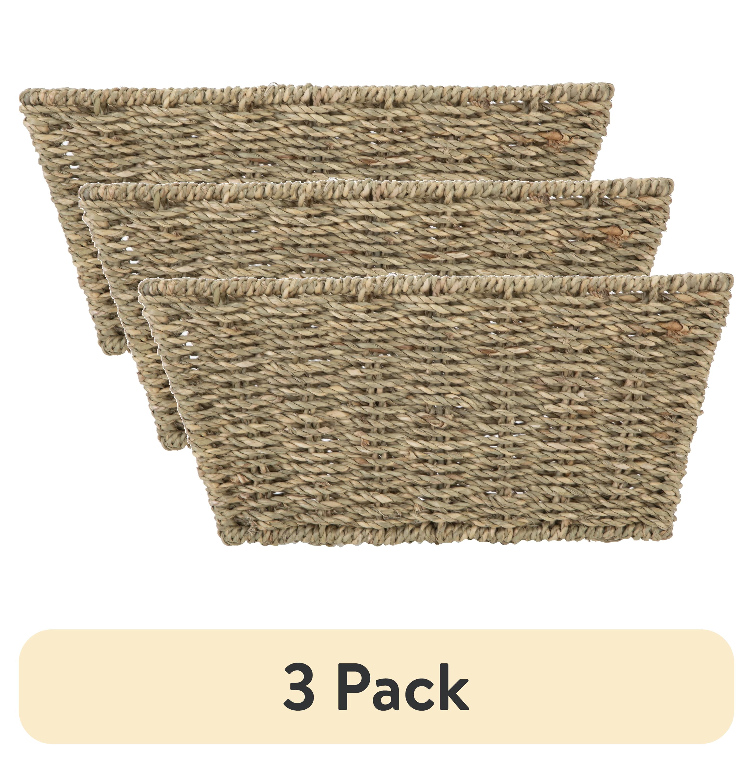 (3 pack) Mainstays Natural Handwoven Seagrass Basket, Rectangle