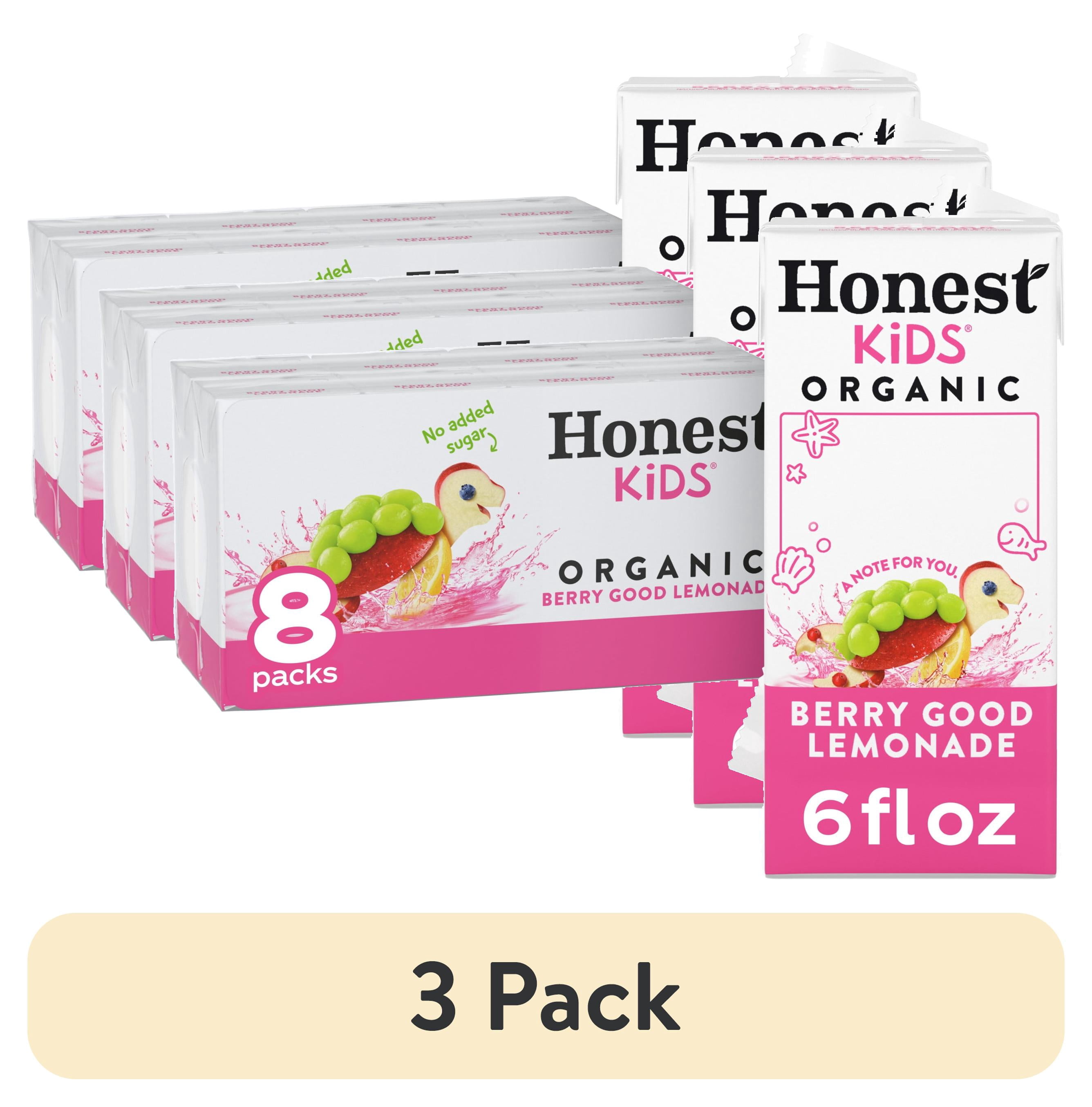 (3 pack) Honest Kids Berry Good Lemonade Organic Juice Drink Cartons, 6 fl oz, 8 Pack