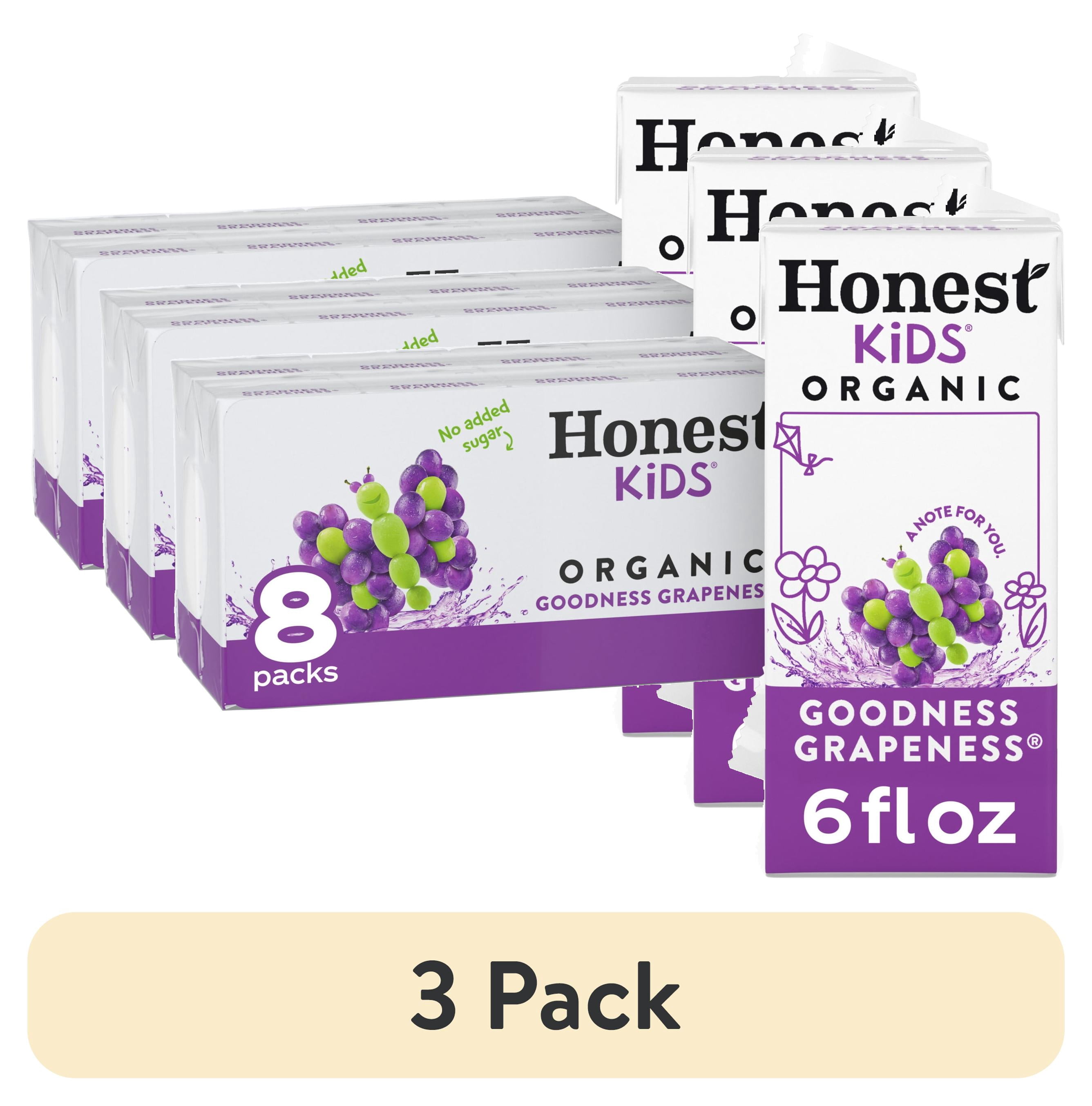 (3 pack) Honest Kids Goodness Grapeness Organic Juice Drink Cartons, 6 fl oz, 8 Pack