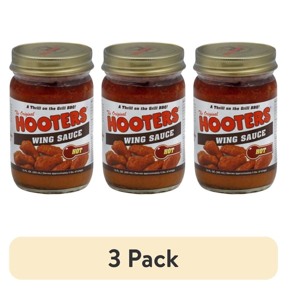 (3 pack) Hooters, Wing Sauce, Hot 12oz