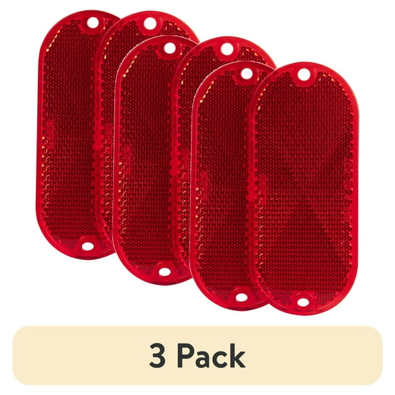(3 pack) Hopkins Towing Solutions 2 Pack Oblong Stick-On Reflectors, Red, B278SRW