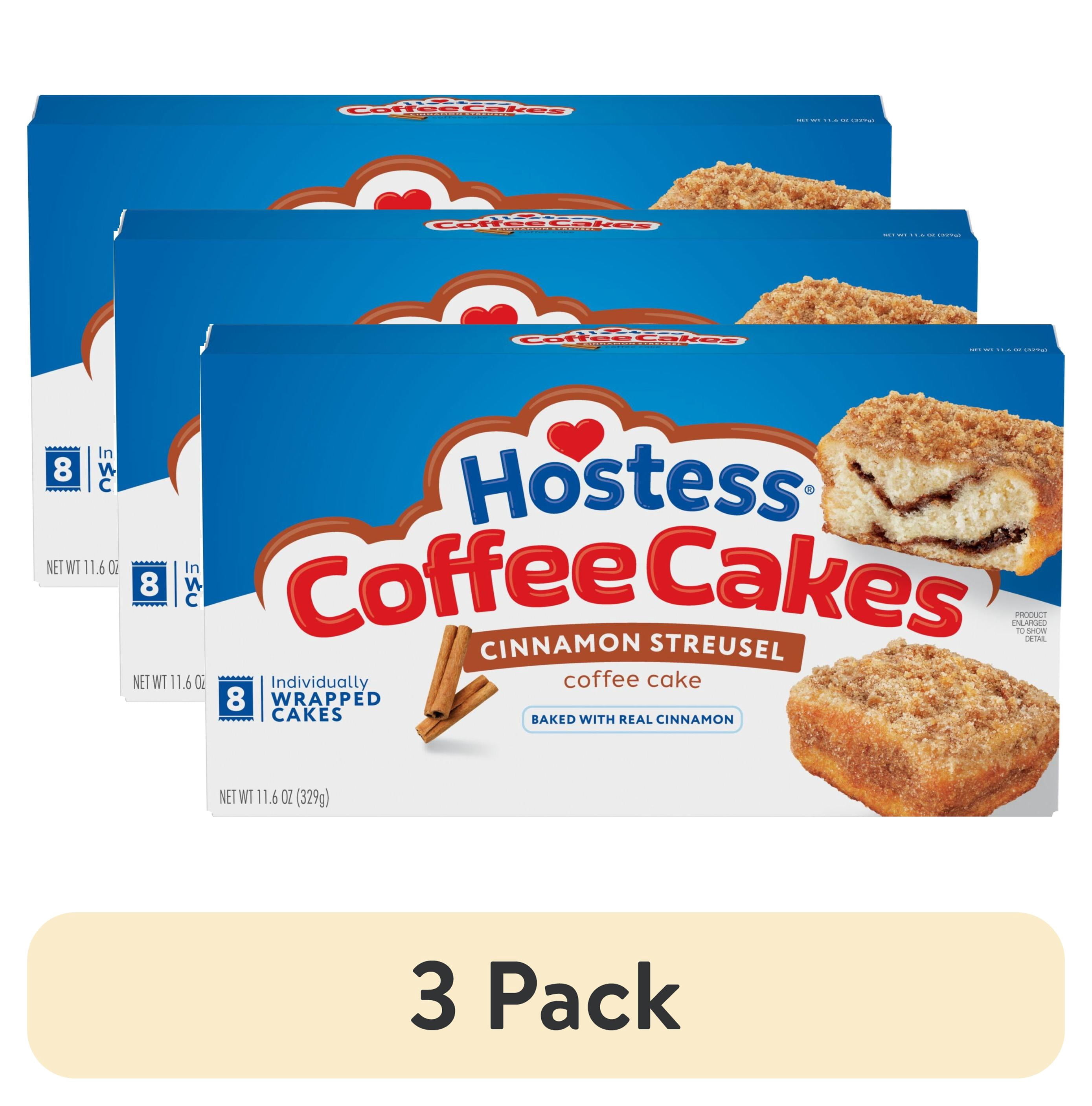 (3 pack) Hostess Coffee Cakes, Cinnamon Streusel Snack Cakes, 11.6 oz Box (8 Count)