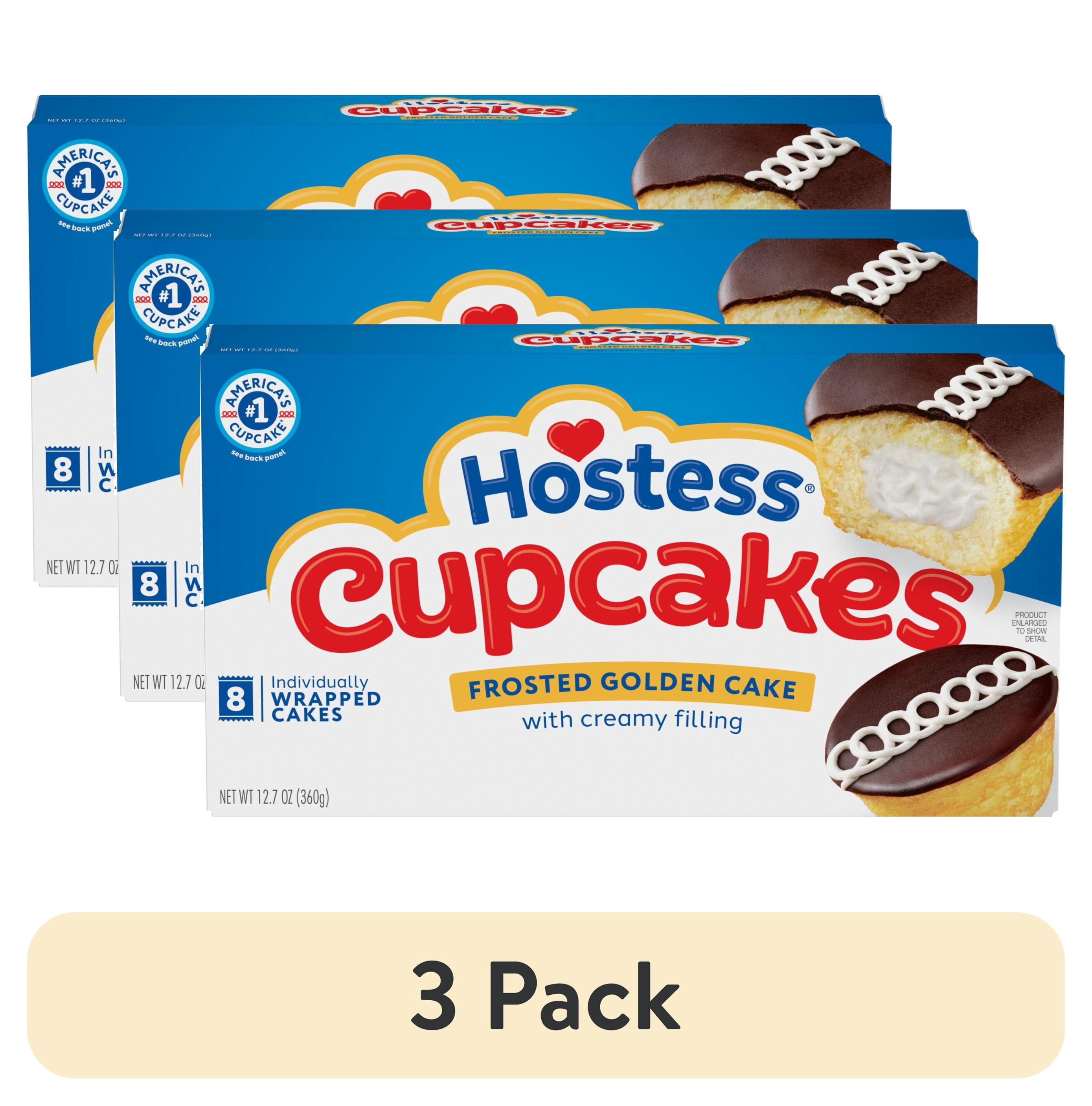 (3 pack) Hostess Cupcakes, Golden Snack Cakes, 12.7 oz Box (8 Count)