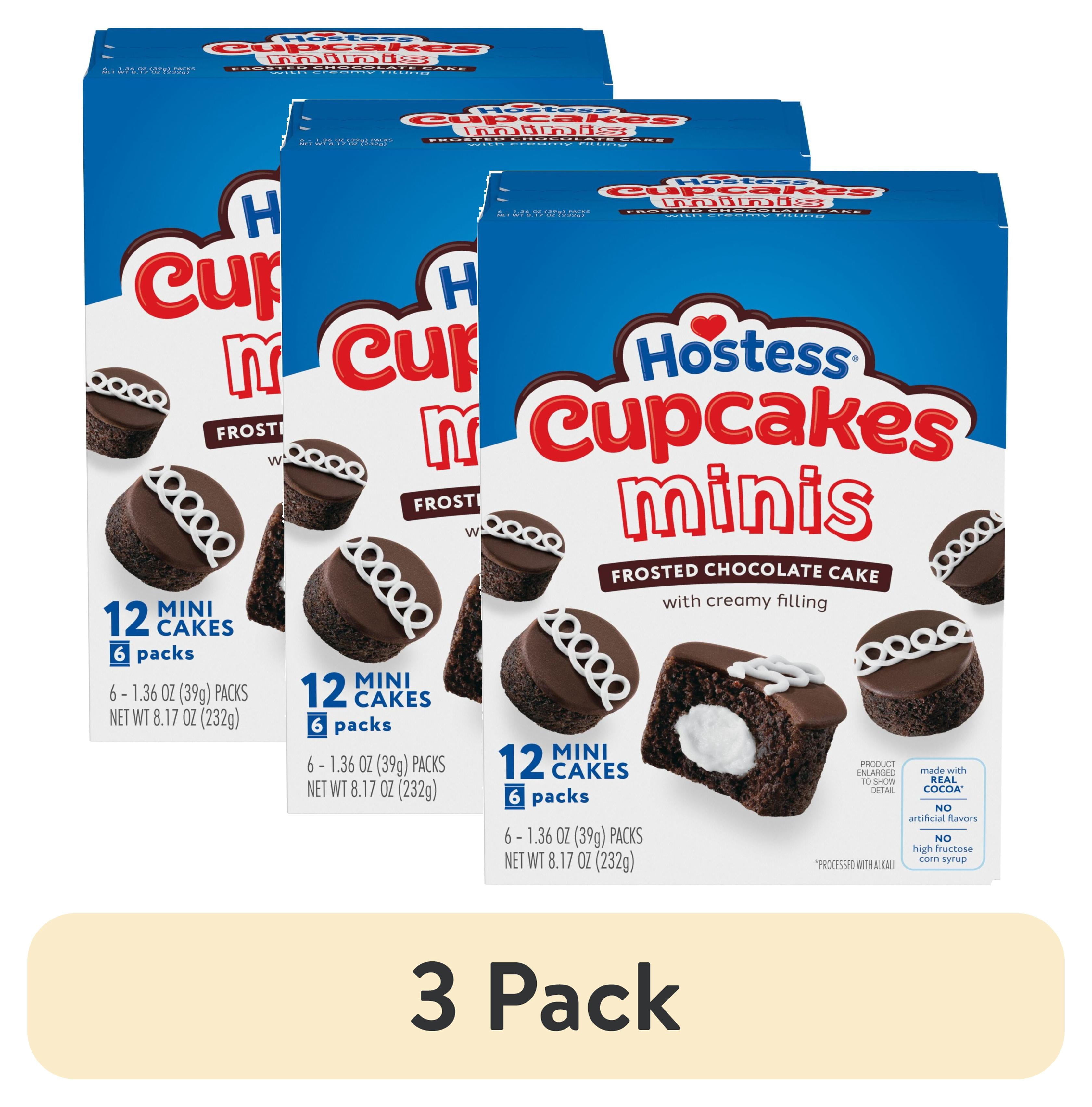 (3 pack) Hostess Cupcakes Minis, Chocolate Snack Cakes, 8.17 oz Box (6 Count)
