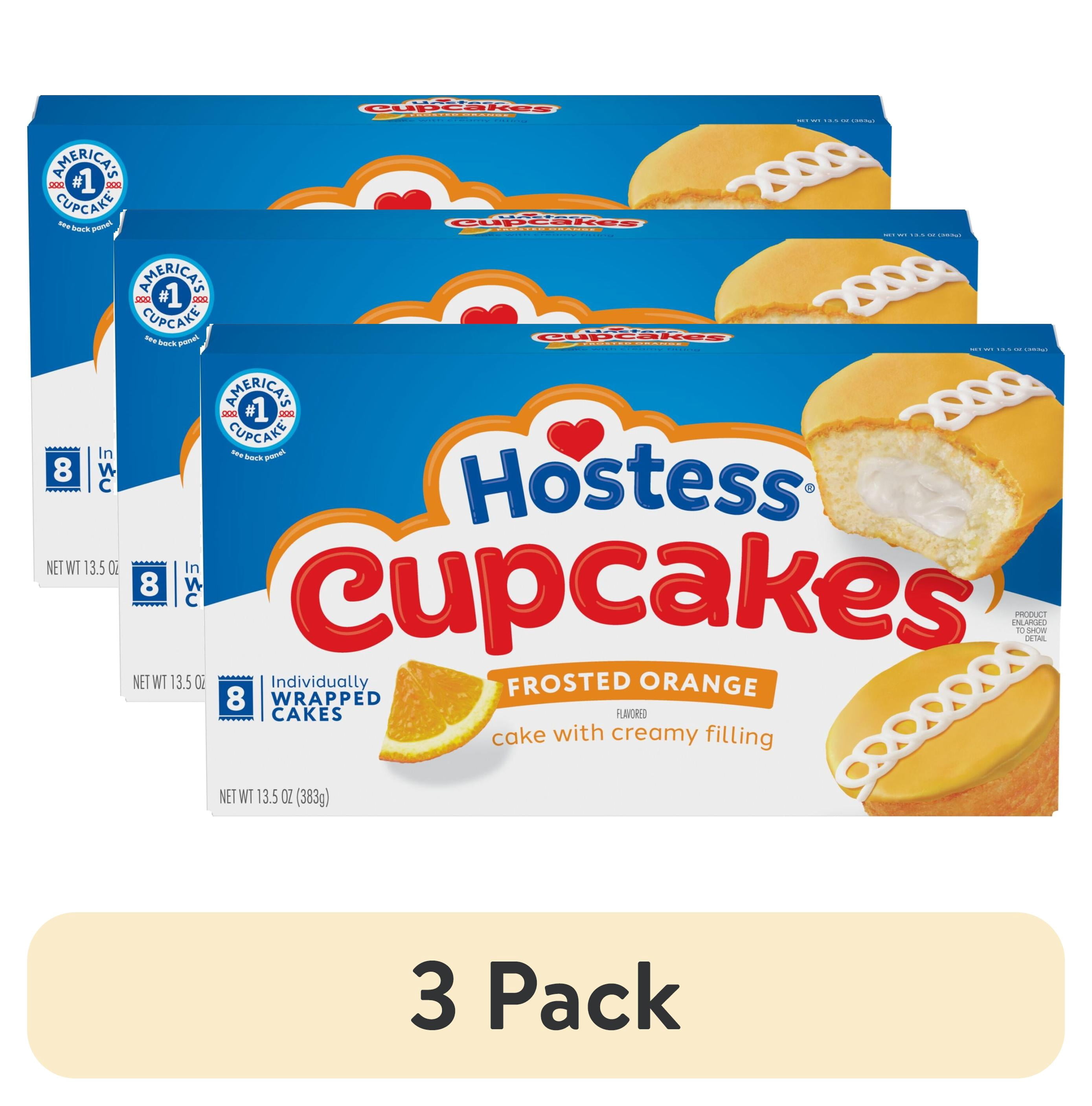 (3 pack) Hostess Cupcakes, Orange Flavored Snack Cakes, 13.5 oz Box (8 Ct.)