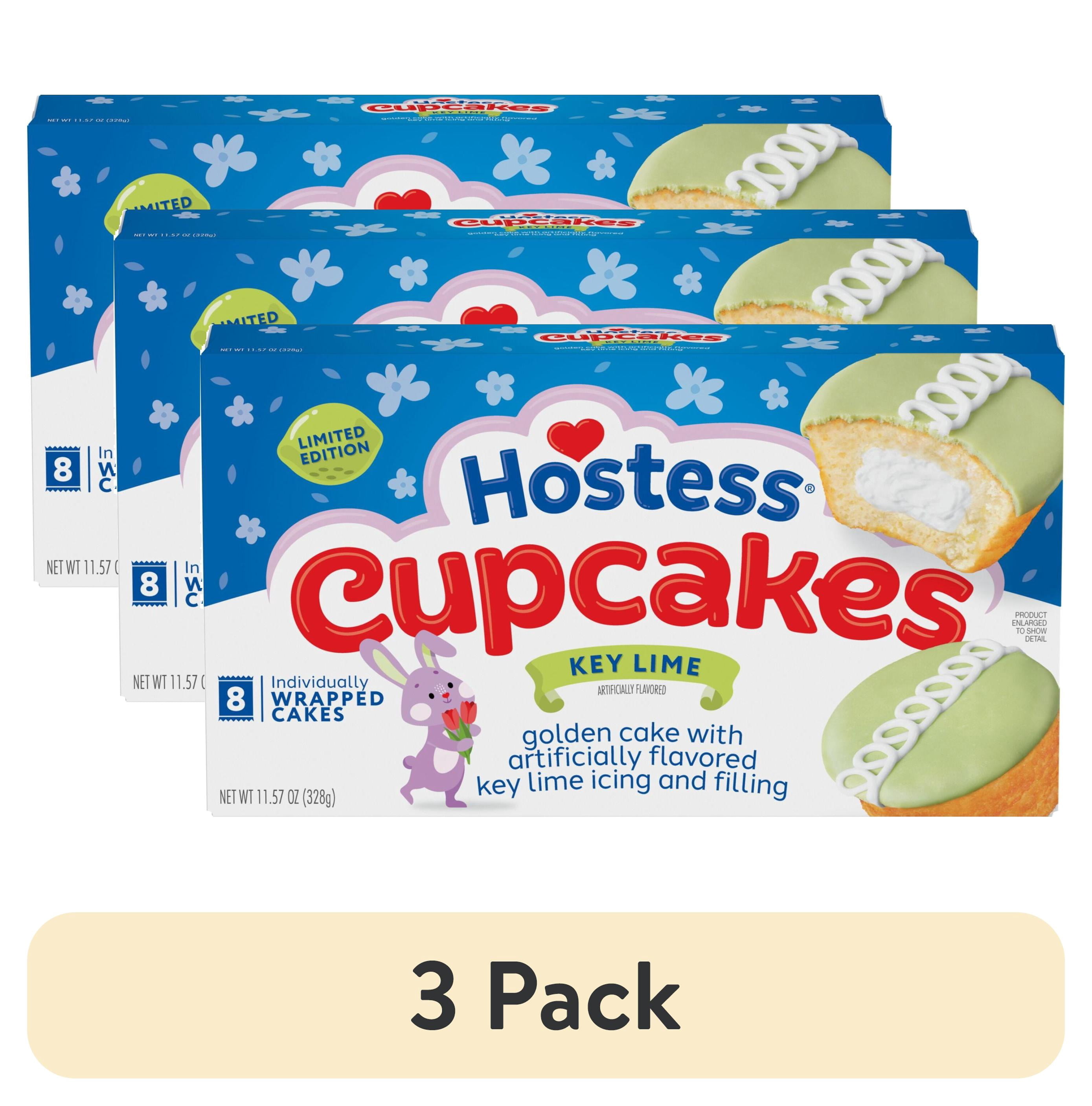 (3 pack) Hostess Cupcakes, Snack Cakes with Key Lime Artificially Flavored Filling & Icing, 11.57 oz Box (8 Pouches)