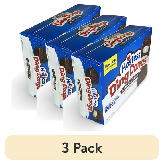 (3 pack) Hostess Ding Dongs Chocolate Cake with Creamy Filling, 10 Pack