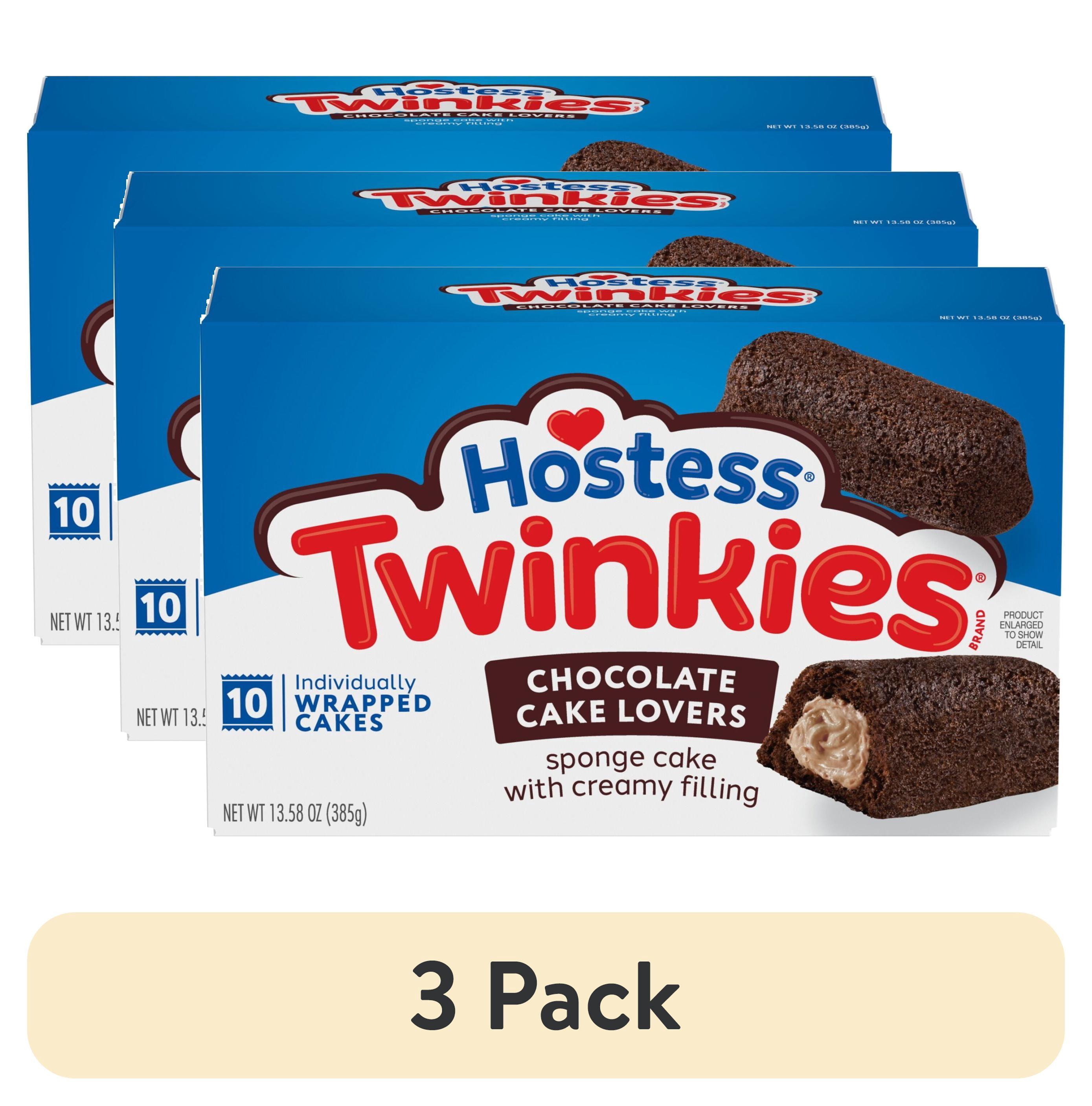 (3 pack) Hostess Twinkies Chocolate Lovers Snack Cakes, Chocolate Sponge Cake with Chocolate Flavored Filling, 13.58 oz Box (10 Count)