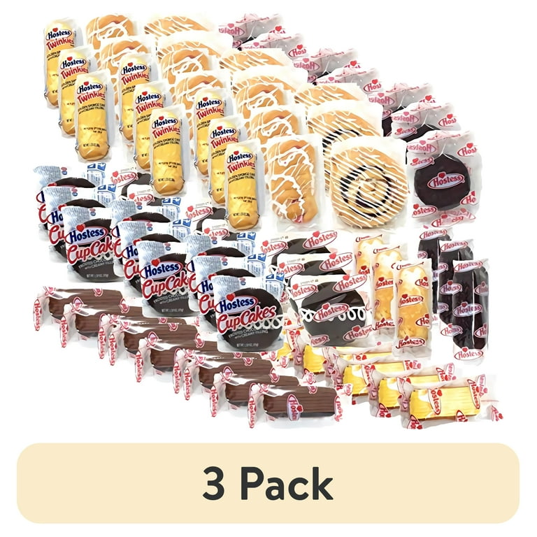 3 pack) Hostess Variety Pack | Cupcakes, Cinnamon Rolls, Danish