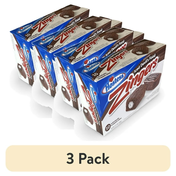 (3 pack) Hostess Iced Devil's Food Zingers | 12.7 Ounce | 10 Count |