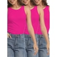 thumbnail image 1 of 3-pack Hotpink Womens Sleeveless Racerback High Neck Casual Basic Ribbed Fitted Tank Top, 1 of 6