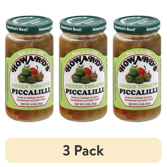 (3 pack) Howard Foods Green Tomato Relish, 11oz - Authentic Southern Style Relish for Sandwiches, Burgers, and More