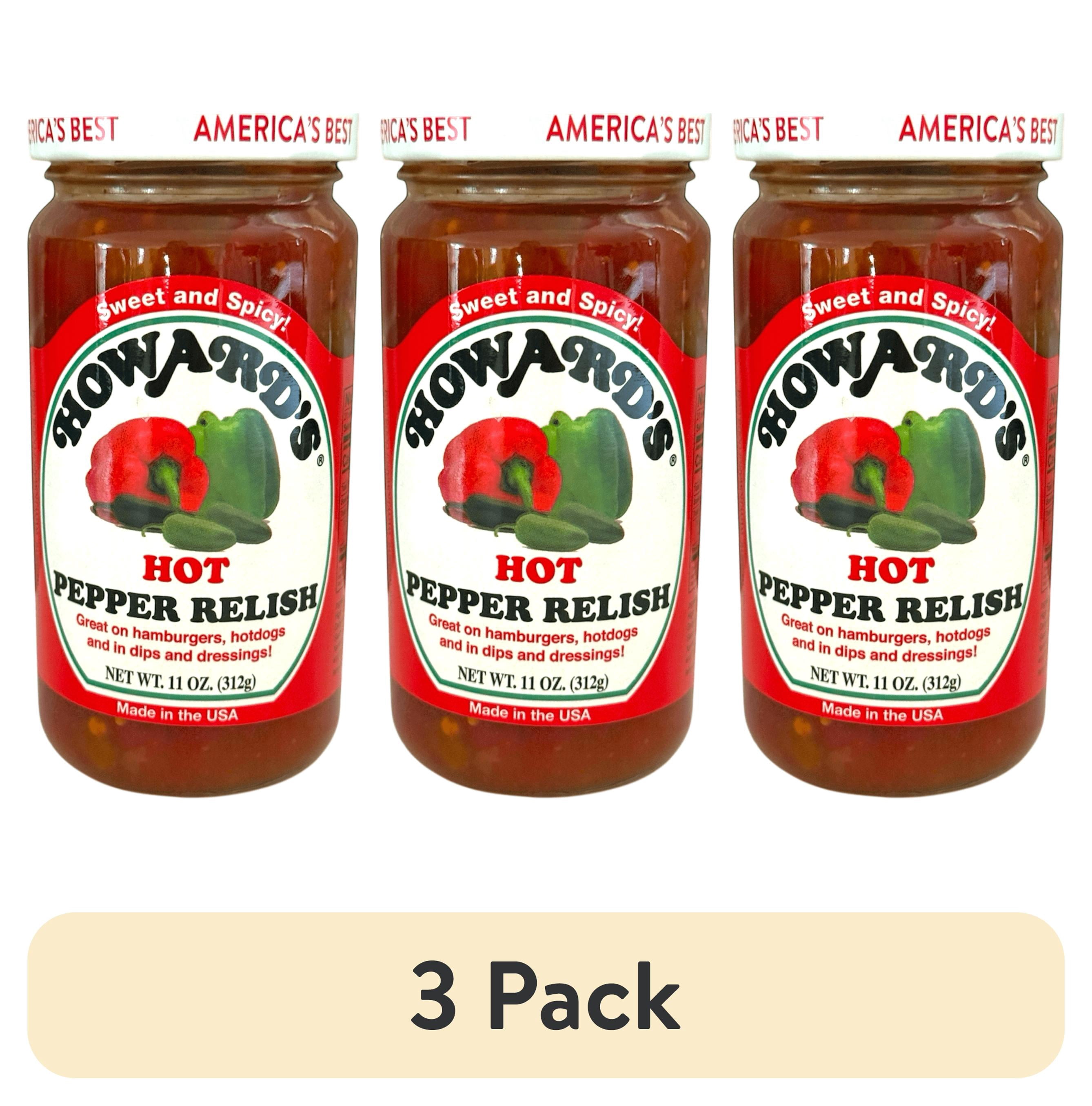 (3 pack) Howard Foods Hot Pepper Relish, 11 oz Jar – Spicy Sweet Relish for Sandwiches, Burgers, Hot Dogs, and More