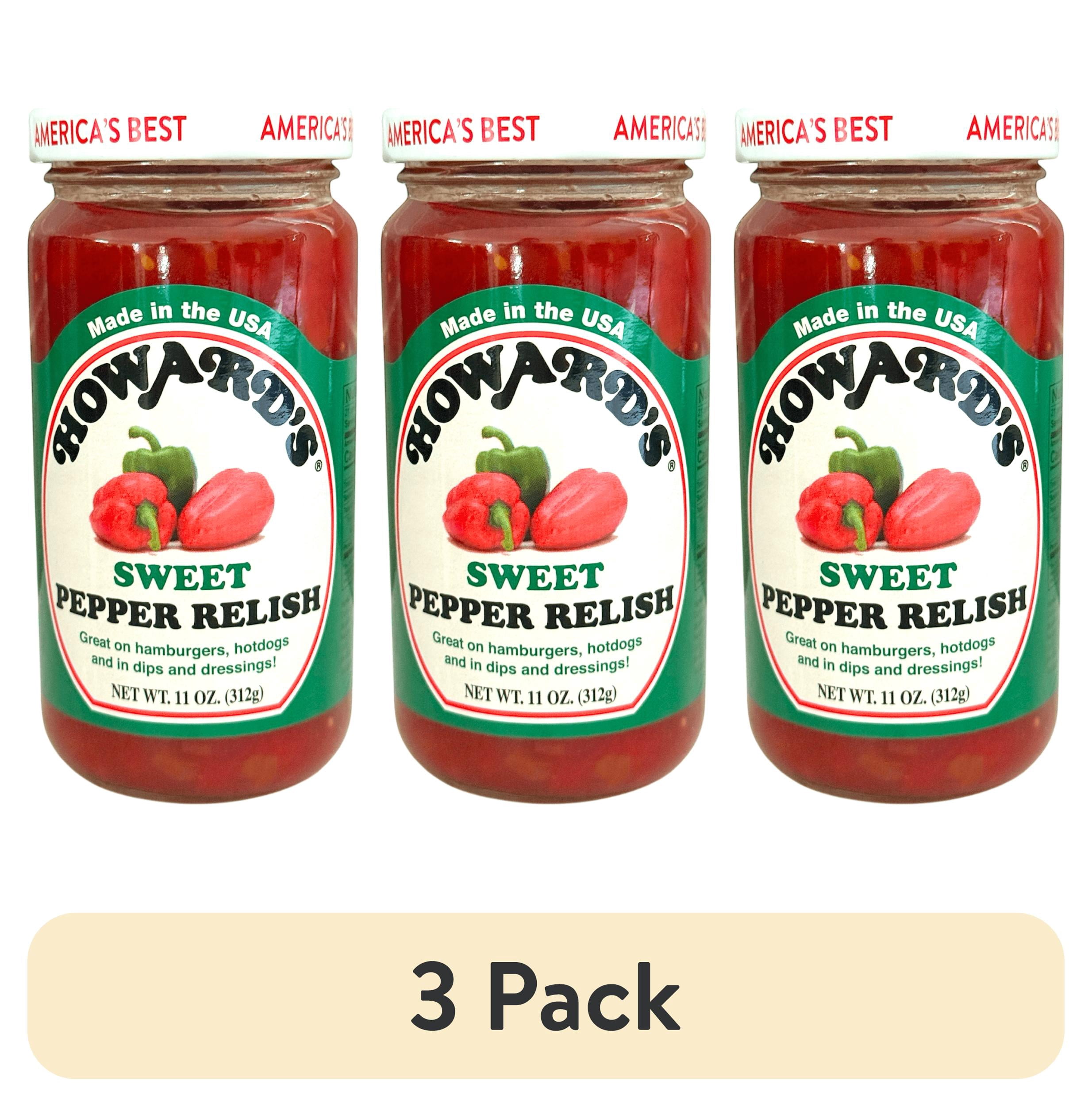(3 pack) Howard Foods Sweet Pepper Relish, 11 oz Jar – Classic Sweet and Tangy Relish for Sandwiches, Burgers, and Hot Dogs