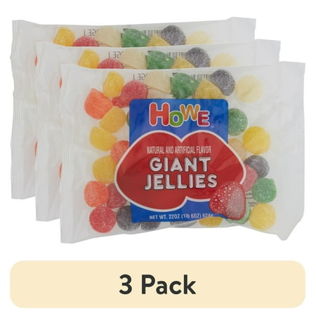 (3 pack) Howe Giant Jellies Gummy Candy, 22 oz, Bag