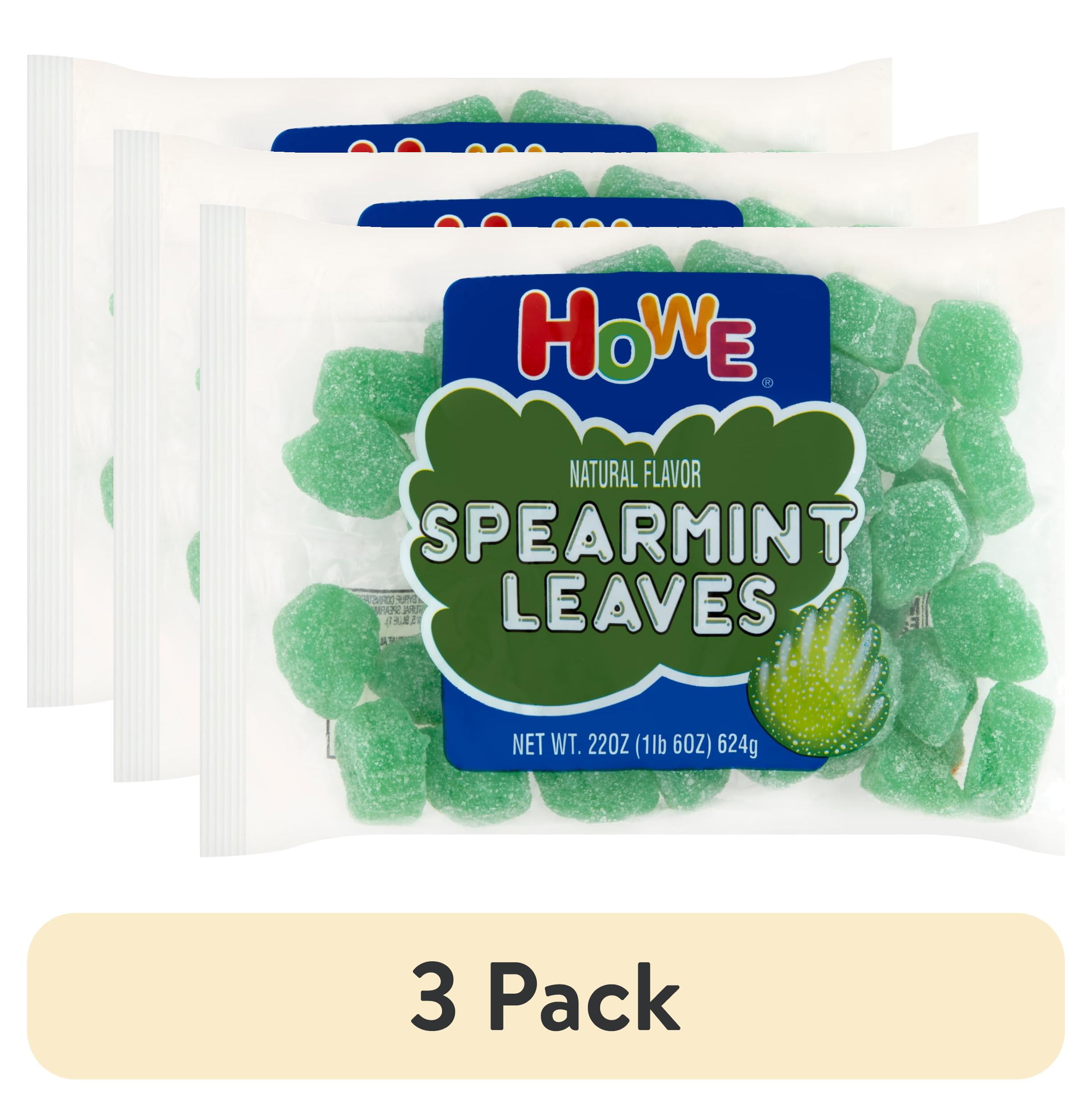 (3 pack) Howe Spearmint Leaves Mint Candy, 22 oz, Bag