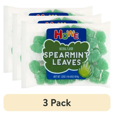(3 pack) Howe Spearmint Leaves Mint Candy, 22 oz, Bag