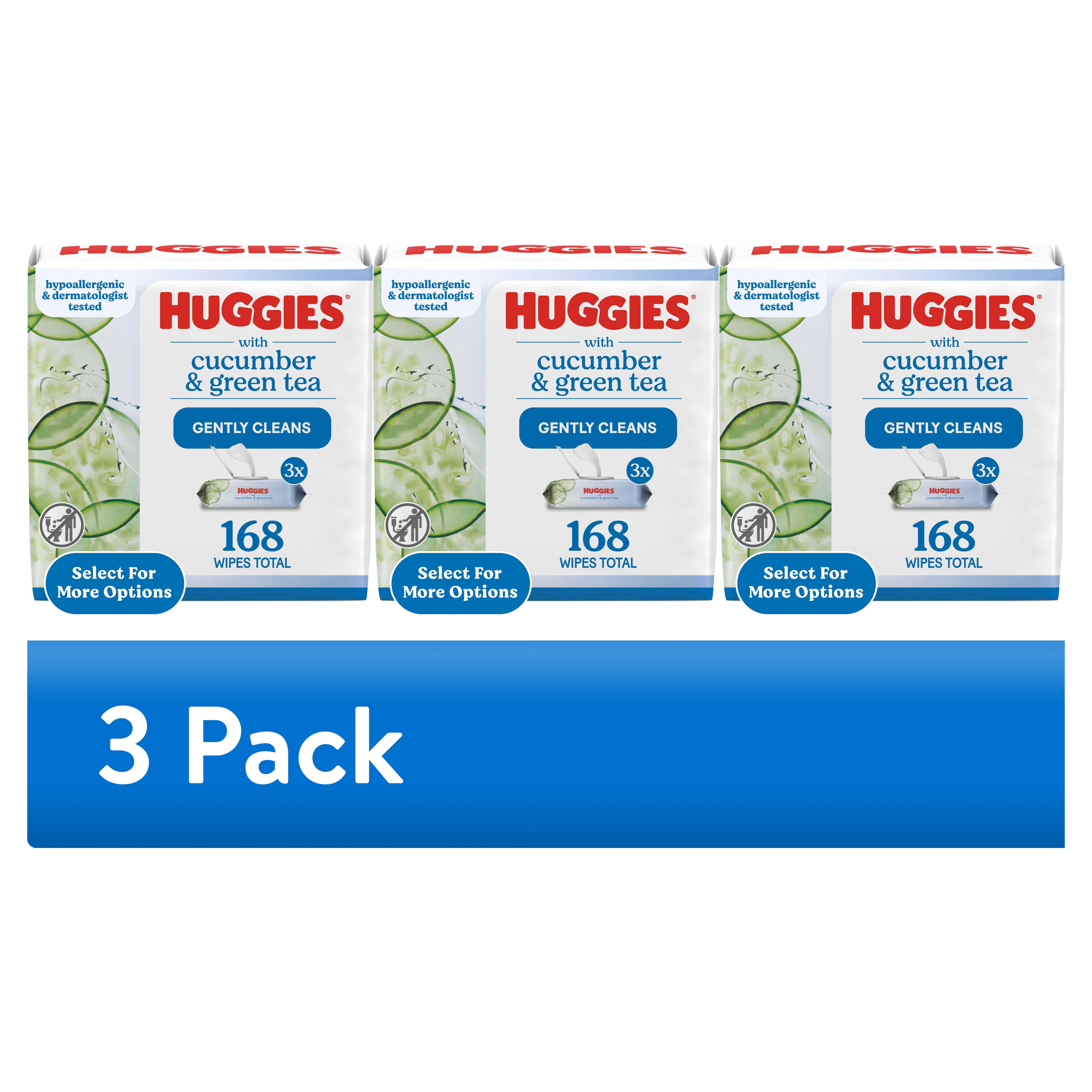 (3 pack) Huggies Scented Wipes with Cucumber & Green Tea, 3 Flip-Top Packs, 168 Total Count