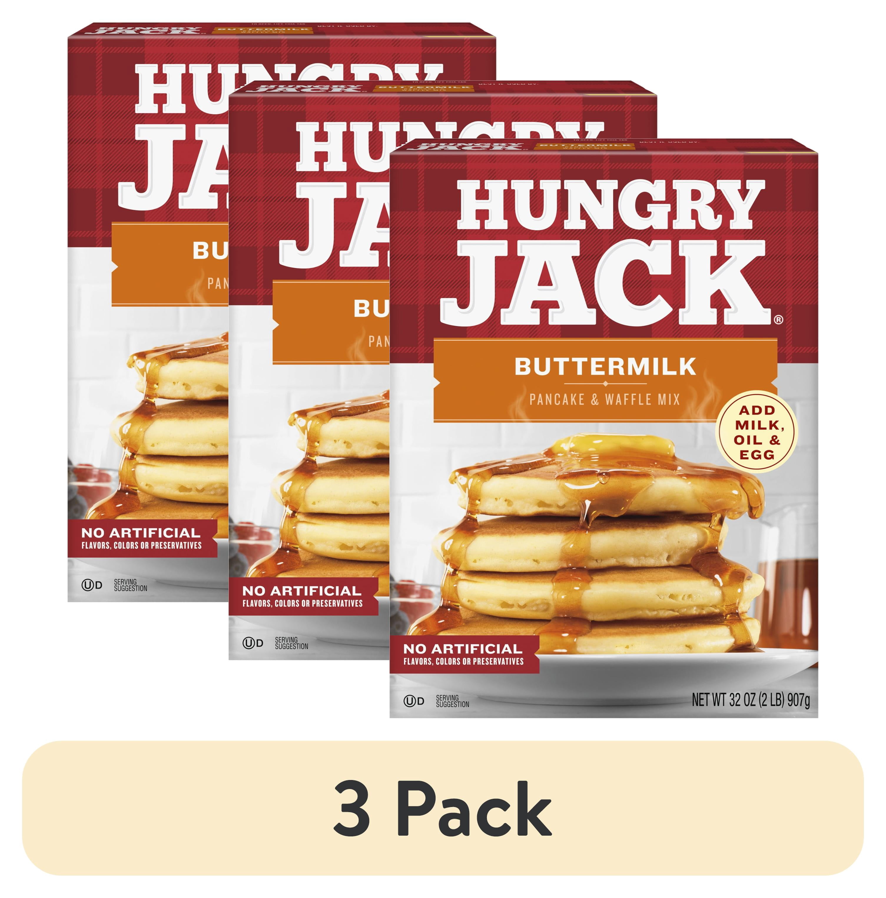 (3 pack) Hungry Jack Buttermilk Pancake Mix and Waffle Mix, 32 oz Box