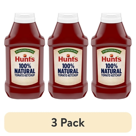 (3 pack) Hunt’s 100% Natural Tomato Ketchup, No High Fructose Corn Syrup, 38 oz. Squeeze Bottle