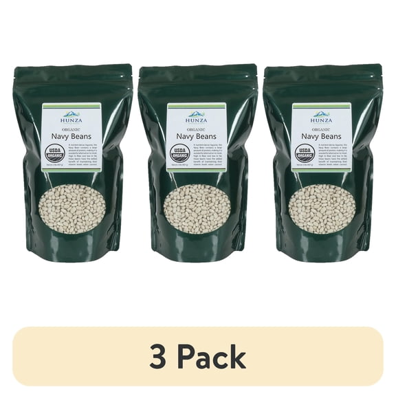 (3 pack) Hunza Organic Navy Beans (2 lbs)