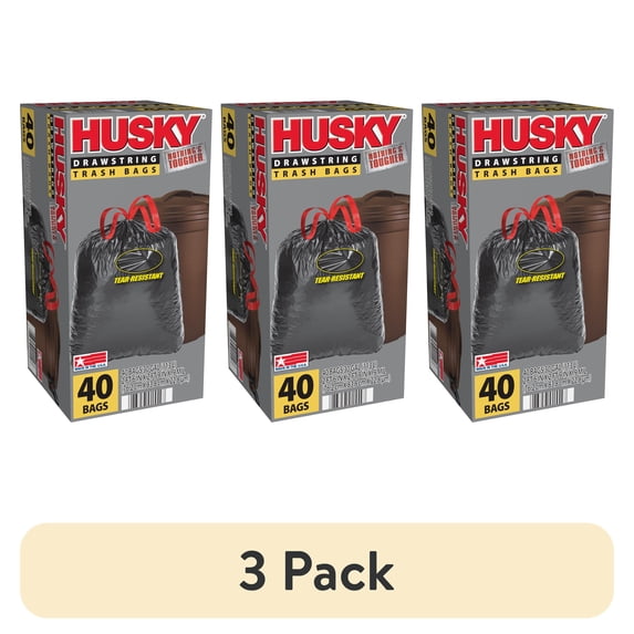 (3 pack) Husky 30 Gallon Large Trash Bags, 40 Bags
