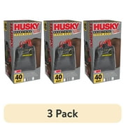 (3 pack) Husky Large Trash Bags, 30 Gallon, 40 Black Bags (Unscented, Tear-Resistant, Drawstring, 20% PCR)