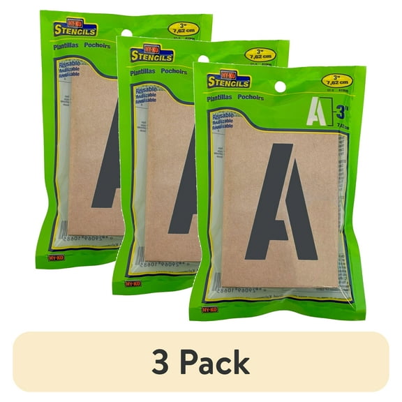 (3 pack) Hy-Ko Number & Letter 3" 36 Piece Paperboard Stencils, Reusable, ST-3