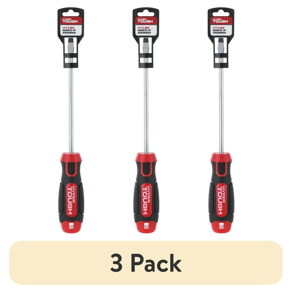 (3 pack) Hyper Tough 1/4 x 6 inch Slotted Screwdriver