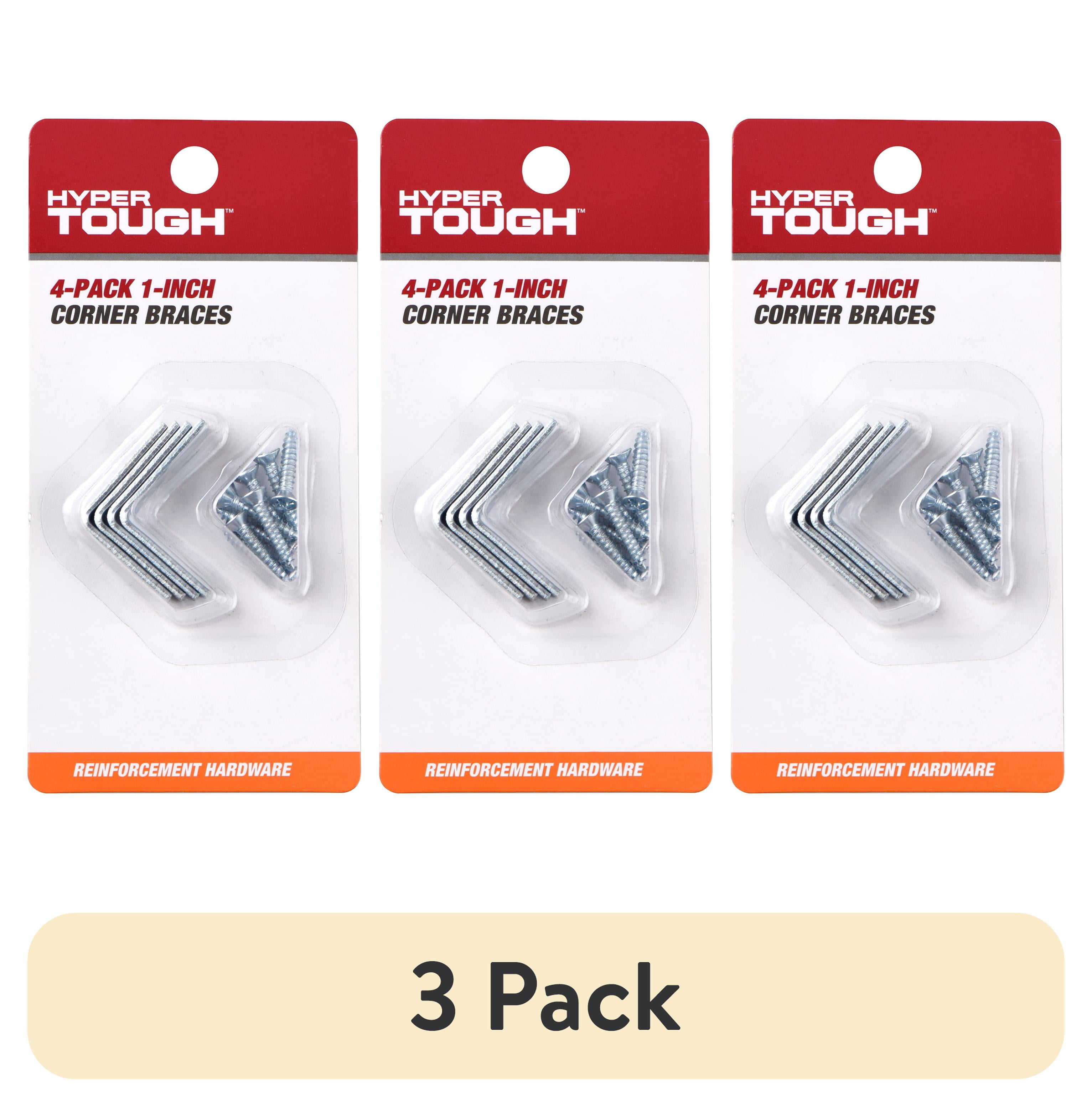 (3 pack) Hyper Tough 1 inch. x 1 inch. Corner Brace, Steel, Zinc Plated (4 Pack)