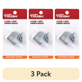 (3 pack) Hyper Tough 1 inch. x 1 inch. Corner Brace, Steel, Zinc Plated (4 Pack)