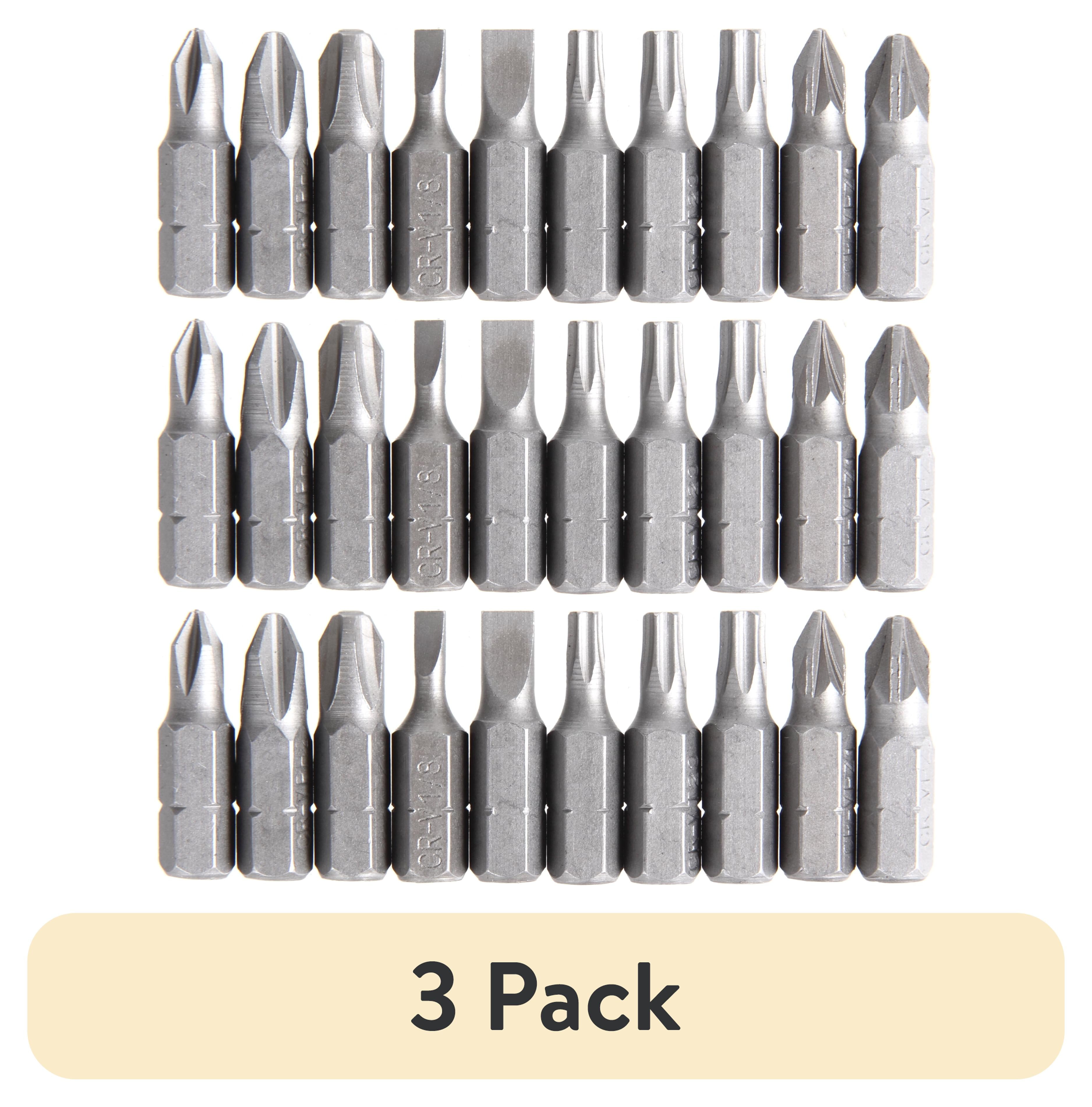 (3 pack) Hyper Tough 10-Piece 1 inch Screwdriver Bits, Material Steel, New Condition