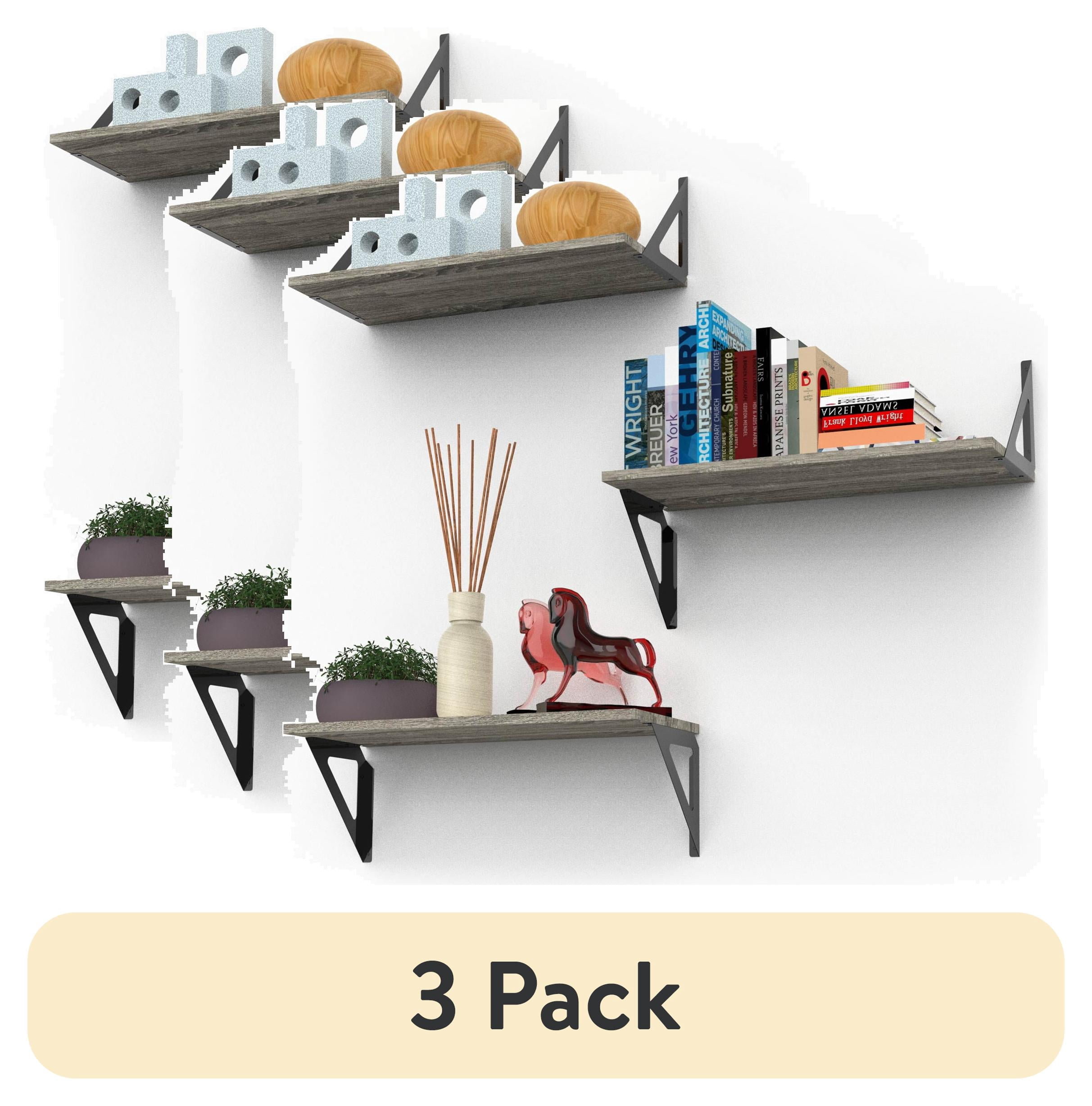 (3 pack) Hyper Tough 10 in. x 23 5/8 in. Rustic Gray Laminated Wood Shelf