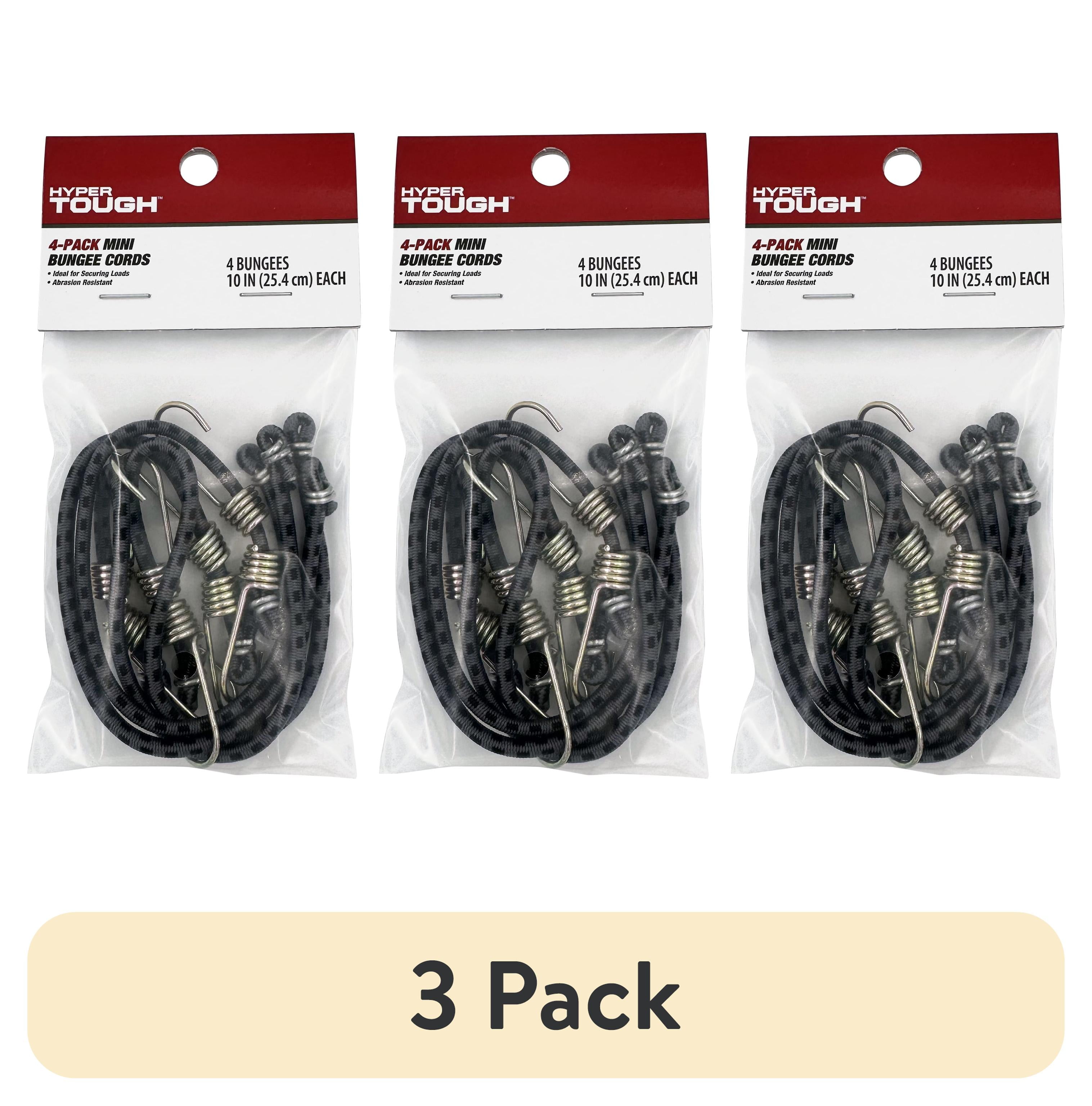 (3 pack) Hyper Tough 10 inch Grey Mini Rubber Bungee Cords 4 Pack