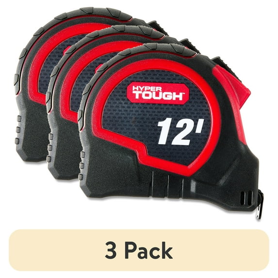 (3 pack) Hyper Tough 12ft. Self Lock Steel Tape Measure