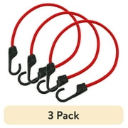 (3 pack) Hyper Tough 2-Pack 24 inch Standard Bungee Cords, Rubber, Red, 0.3 oz