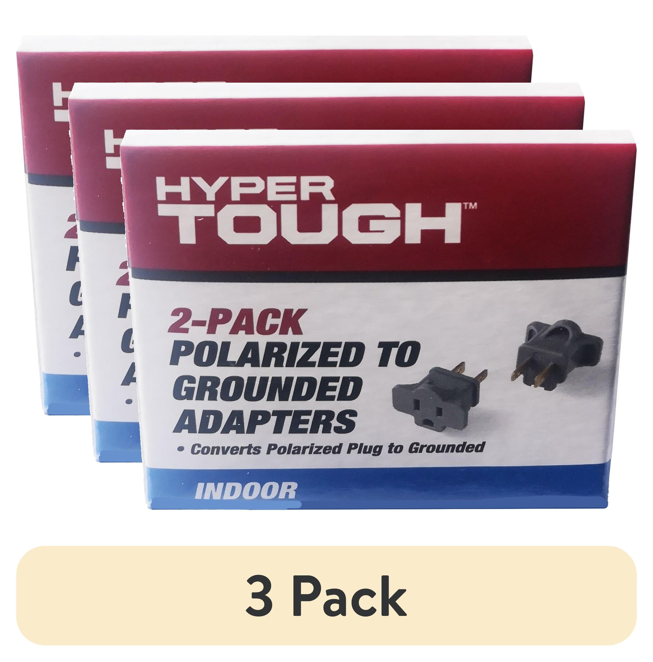 (3 pack) Hyper Tough 2-Pack Polarized Grounded Gray Indoor Adapter, 15 amps