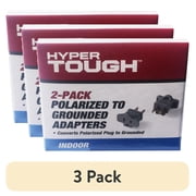 (3 pack) Hyper Tough 2-Pack Polarized Grounded Gray Indoor Adapter, 15 amps